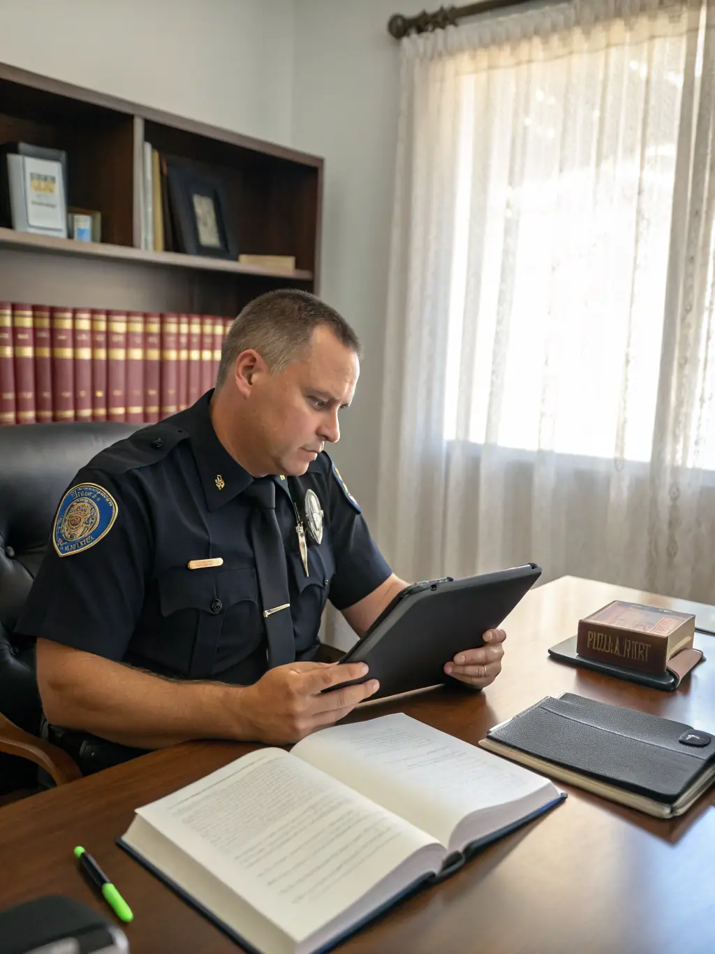 An officer easily uploading a training certificate to ConfiTrek using a tablet, showcasing the platform's user-friendly interface and seamless upload process.
